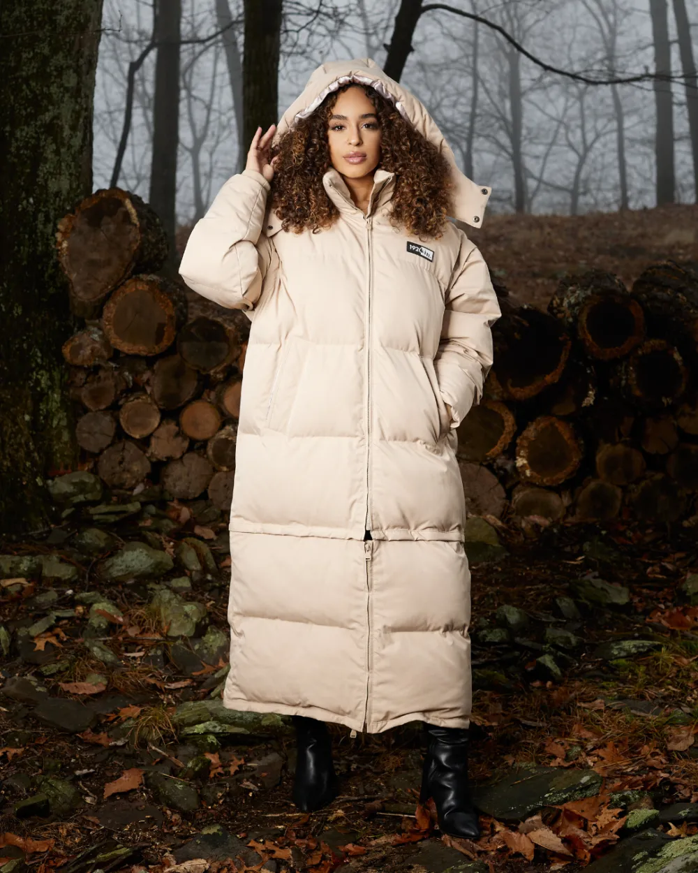 Tan Sesame Long Utility Puffer