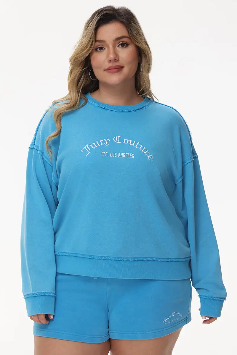 Plus-Size French Terry Embroidered Crewneck
