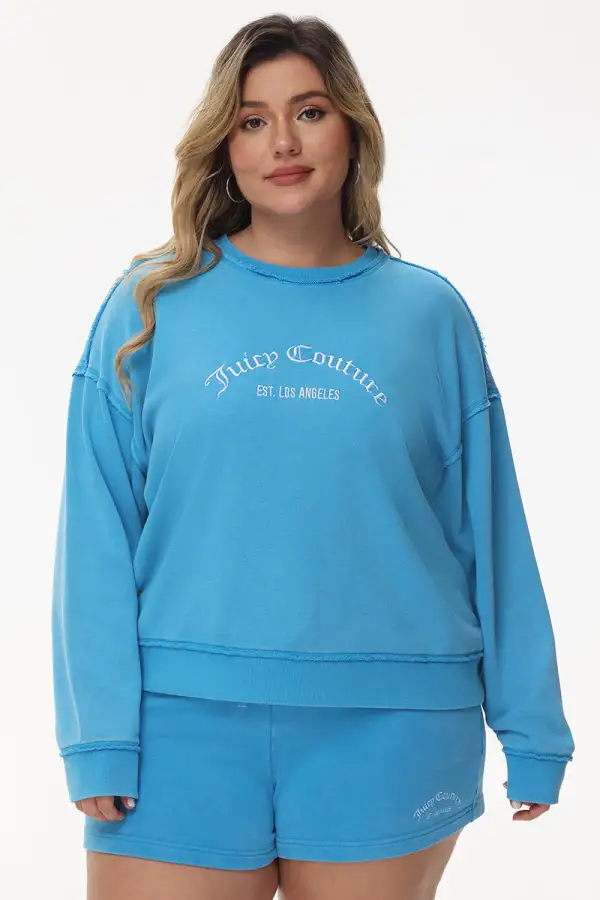 Plus-Size French Terry Embroidered Crewneck