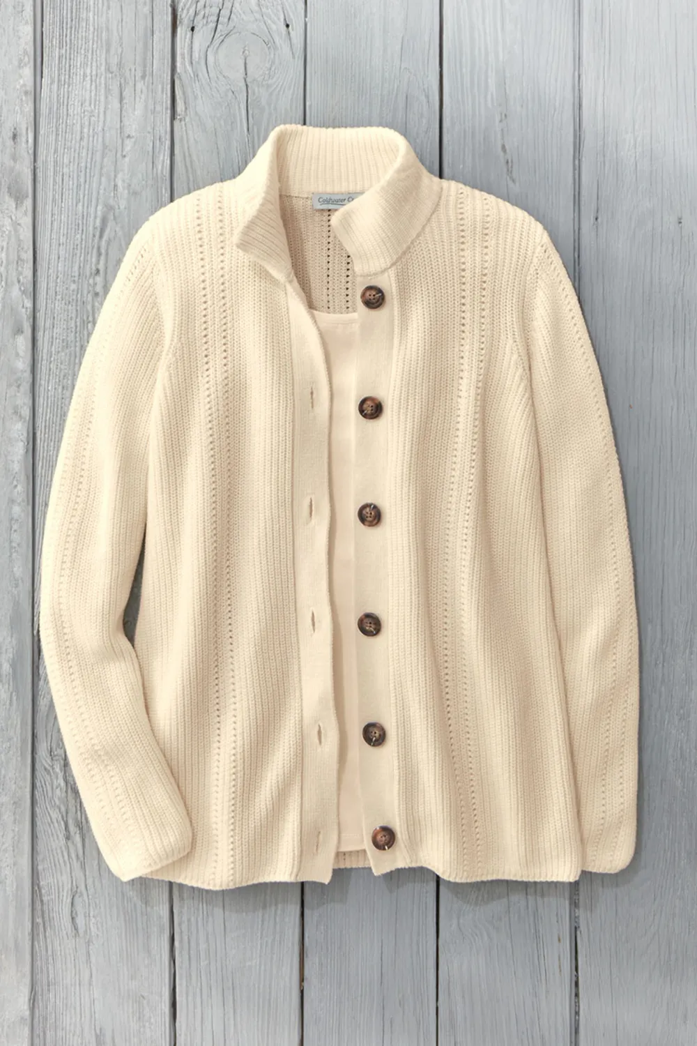 Shaker Detail Button Cardigan