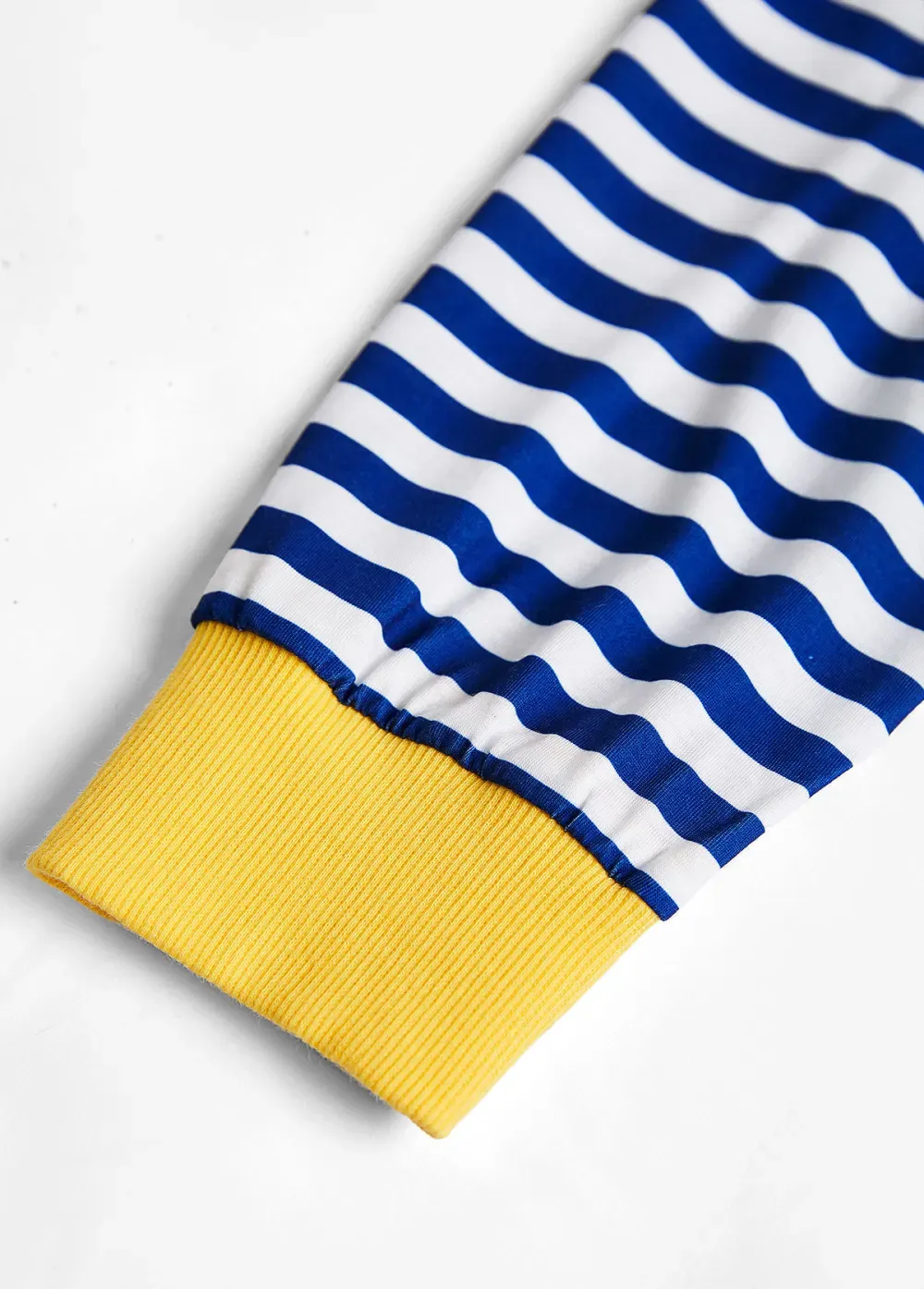 Navy Patchwork Striped Long Sleeve T Shirt