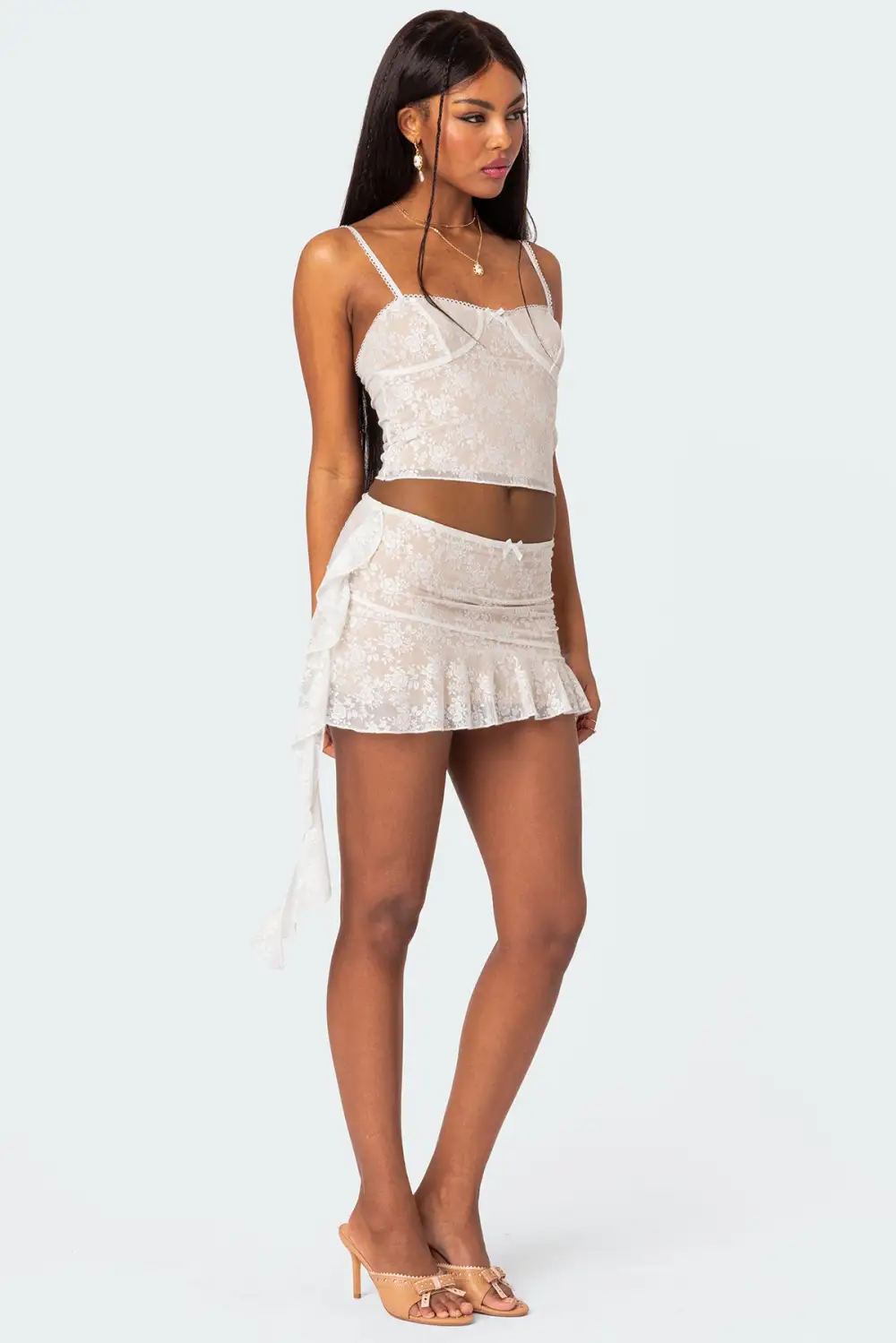 Maria Lace Ruffled Mini Skirt