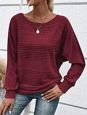 Women's Texture Blouse Blouse Plain Modern Casual Long Sleeve Crew Neck Regular Tops Daily Holiday Going out Black Wine Navy Blue Light Grey Gray Fall