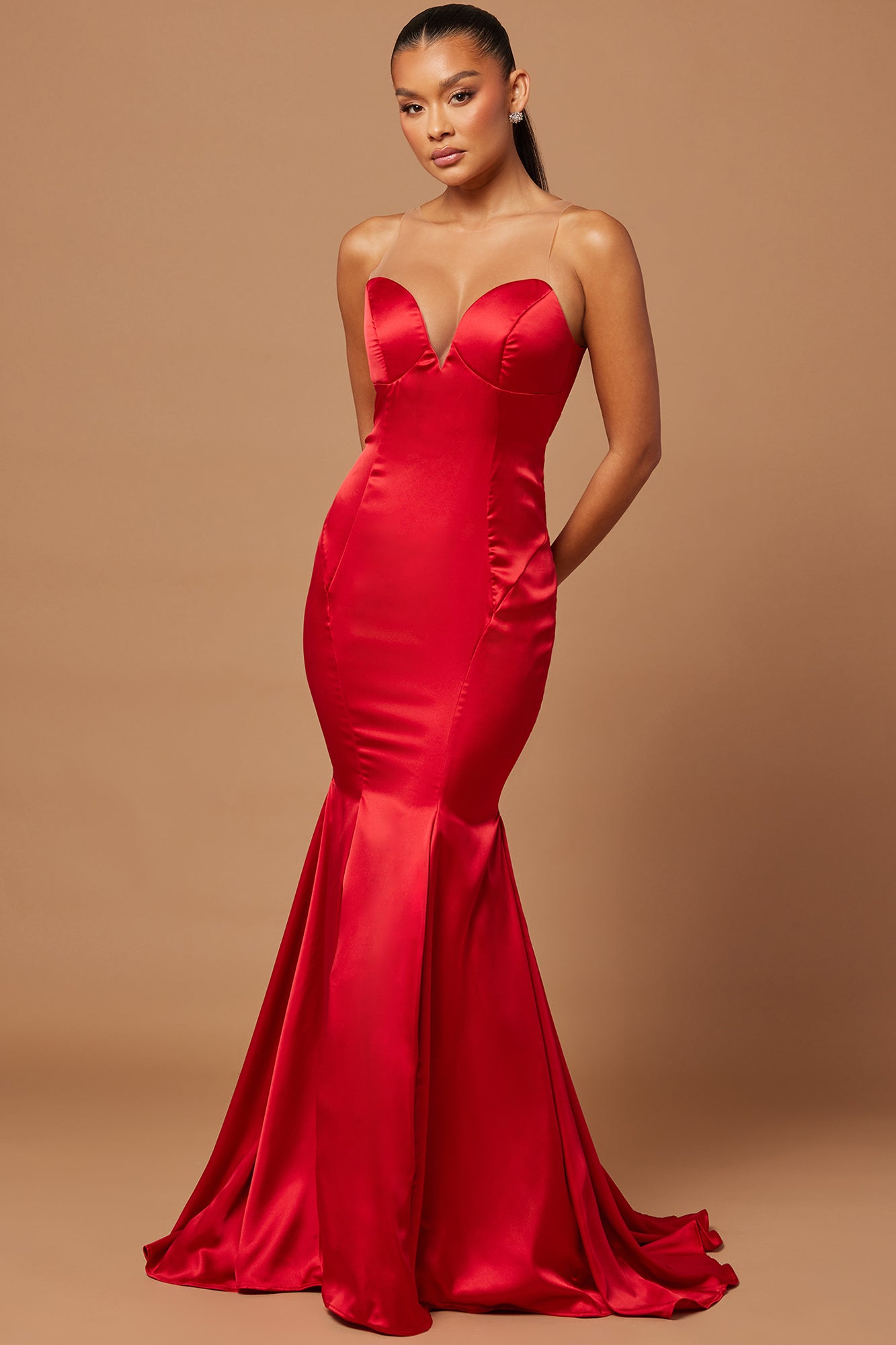 Daniella Satin Gown - Red