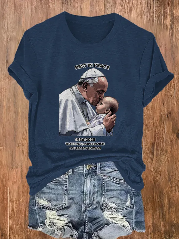 Women's Rest In Peace 1936-2025 Thank You Pf You Legacy Lives On Round Neck Short Sleeves Pure Cotton T-Shirt