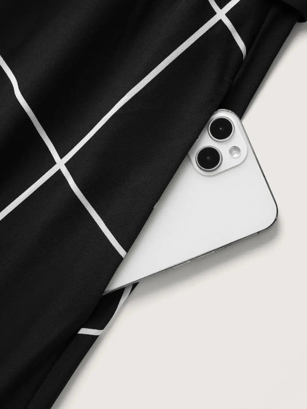 Checkered Print Belted Pockets Midi Dress