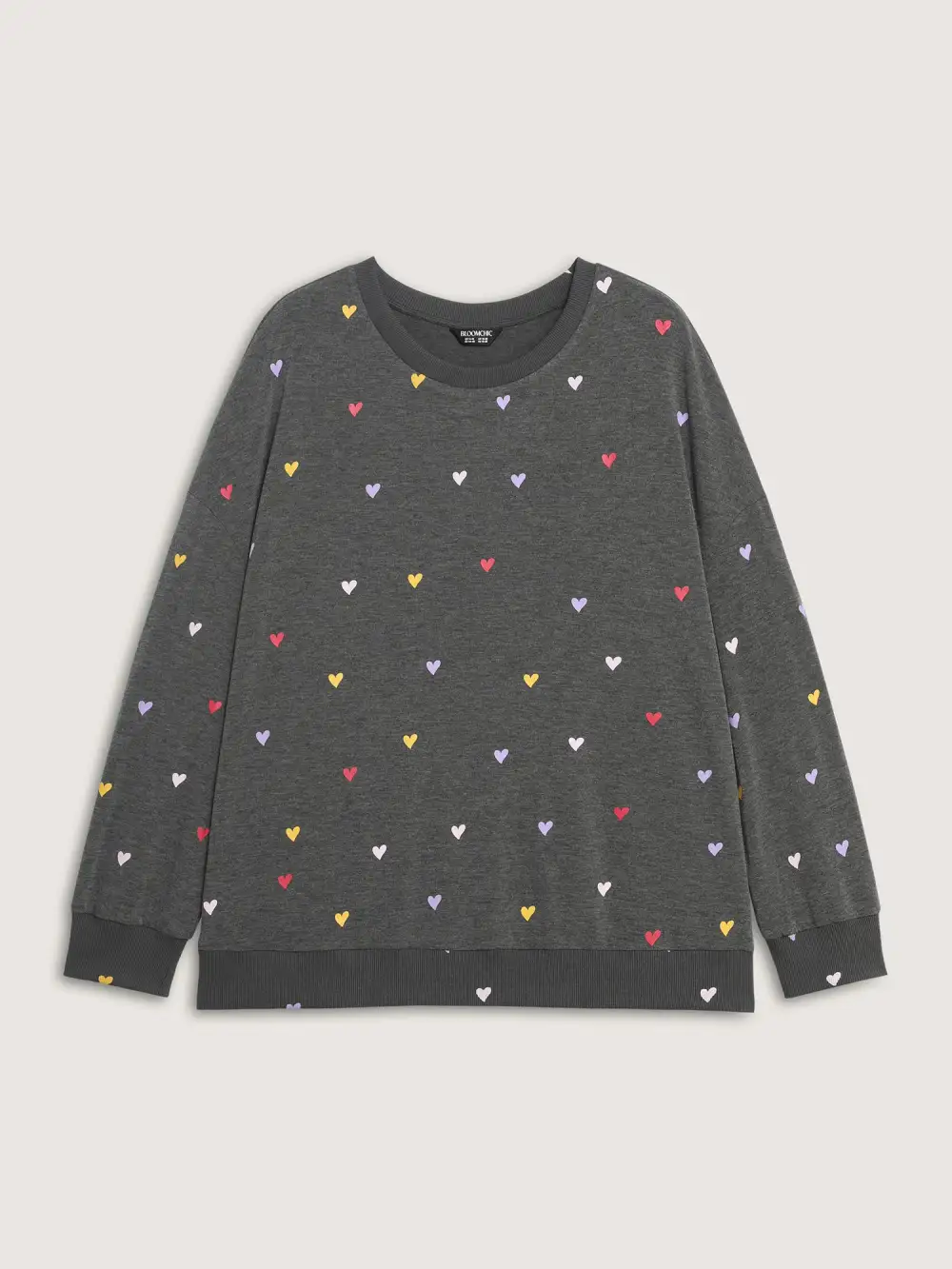 Supersoft Heart Print Ribbed Sweatshirt