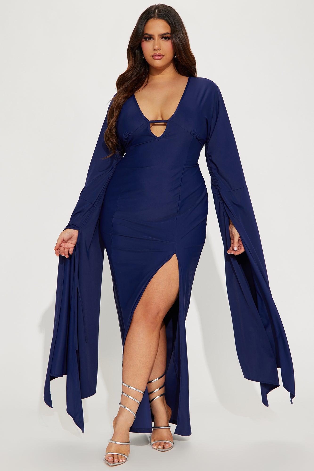 Shanghai Long Sleeve Maxi Dress - Navy