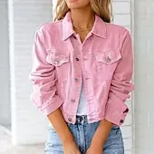 Women's Denim Jacket Comfortable Pocket Buttons Elegant Fashion Outdoor Plain Going out Casual Daily Weekend Cardigan Regular Lapel Regular Fit Long Sleeve Outerwear Black White Yellow Spring Fall