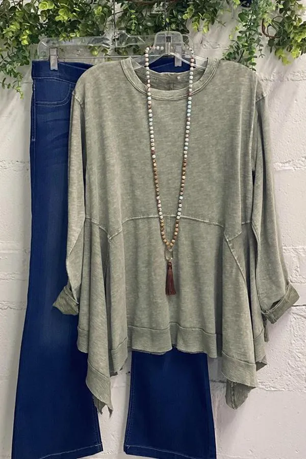Vintage Long Sleeve Irregular Top