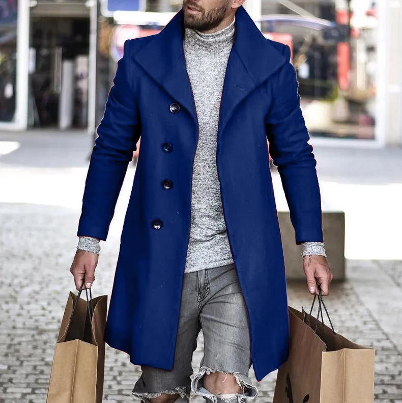 Casual Lapel Pure Color Single Breasted Overcoat