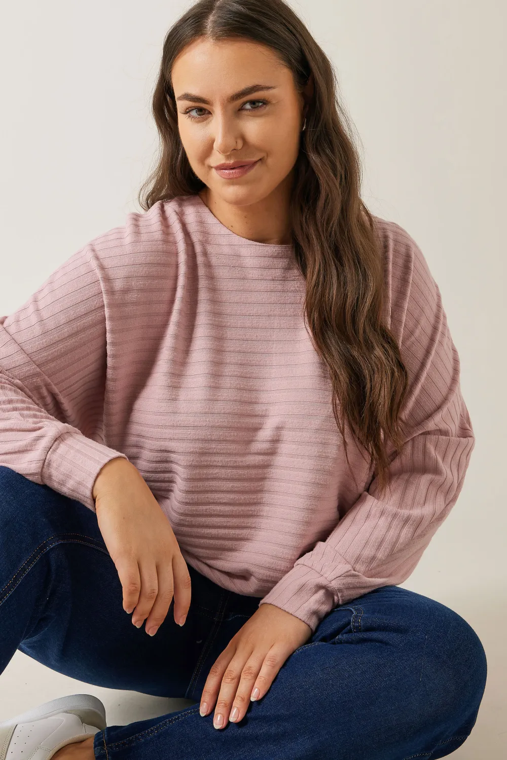 EVANS Curve Cream Ribbed Soft Touch Jumper