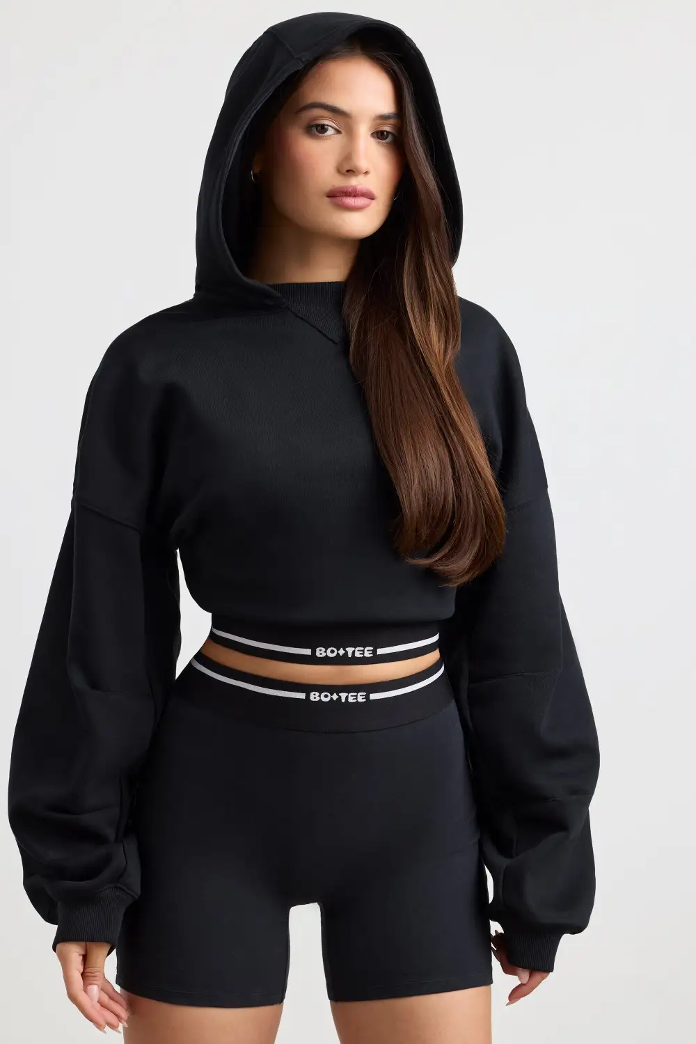 Pause - Cropped Hoodie in Black