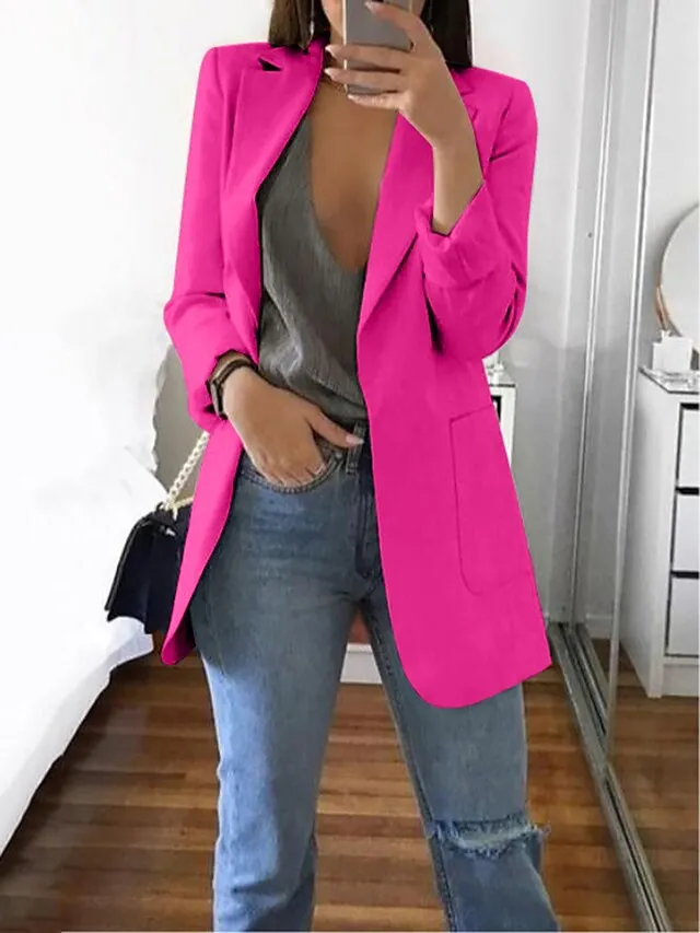Women's Blazer Open Front Business Office Blazer Outfit with Pocket Casual Clean Fit Formal Spring