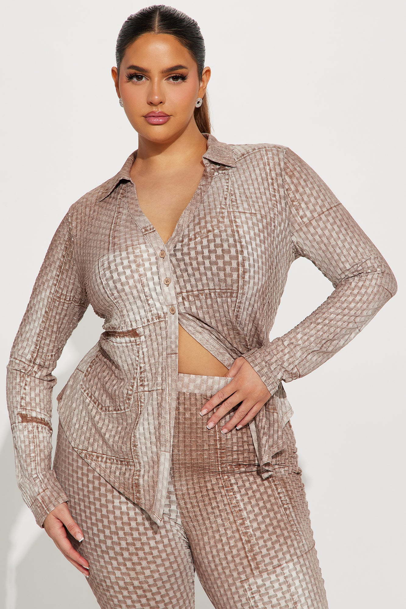 Magnolia Mesh Pant Set - Taupe