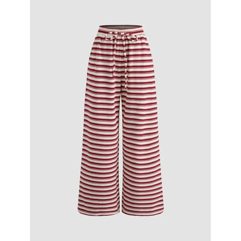 Mid Rise Striped Knotted Wide Leg Trousers (Just $3 Each!)