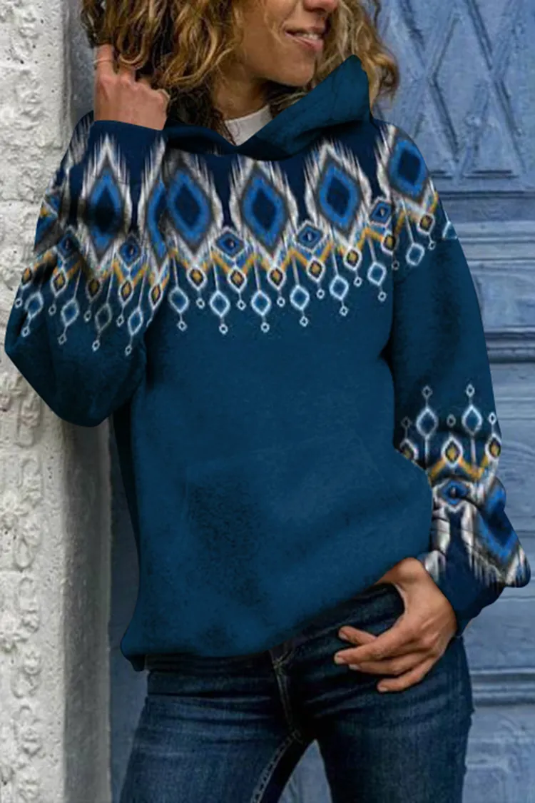 Fairman Island Retro Contrast Long Sleeve Hoodie