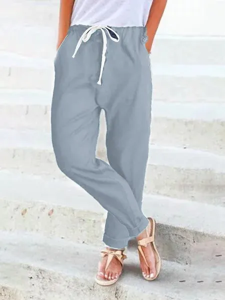 Women Casual Linen & Cotton Straight Pant