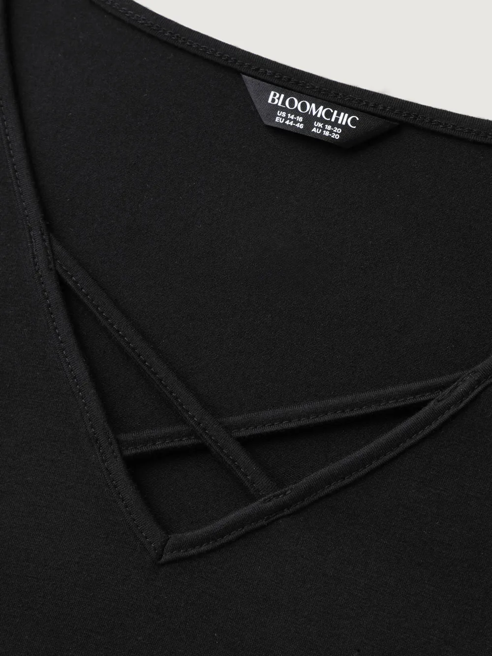 Floral Embroidered Sleeve Neck Tie-Up T-Shirt