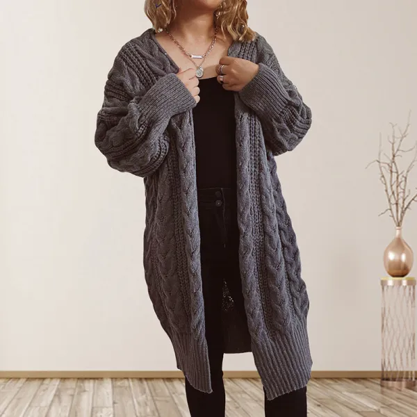 Long Sleeve Solid Color Sweater Cardigan