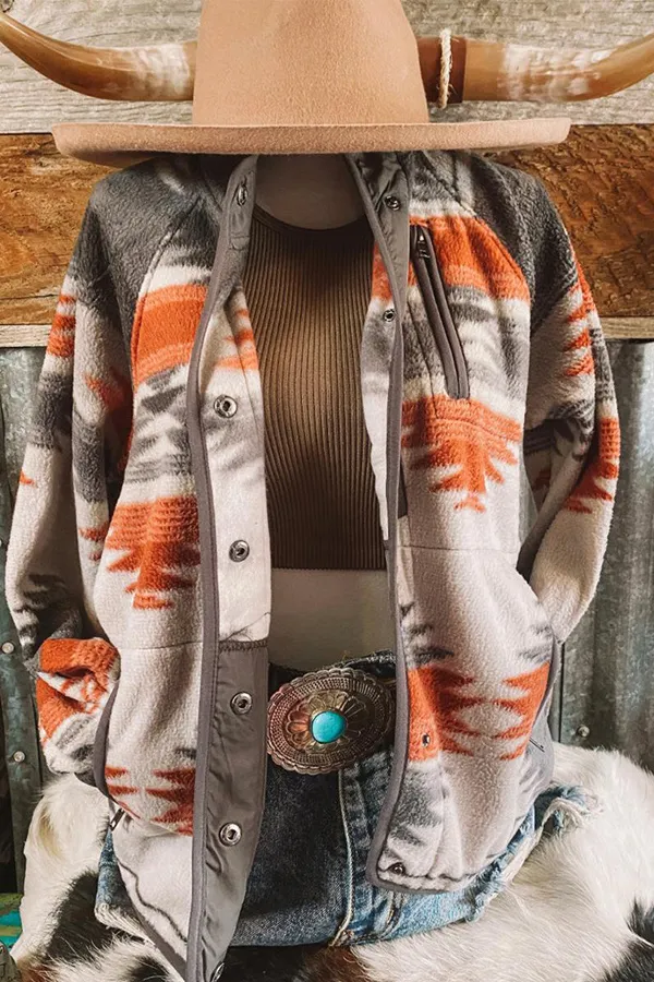 Vintage Print Long Sleeve Jacket