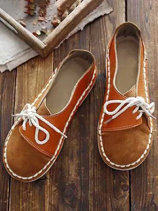 Women's Casual Vintage Round Toe Flats All Season Shoes