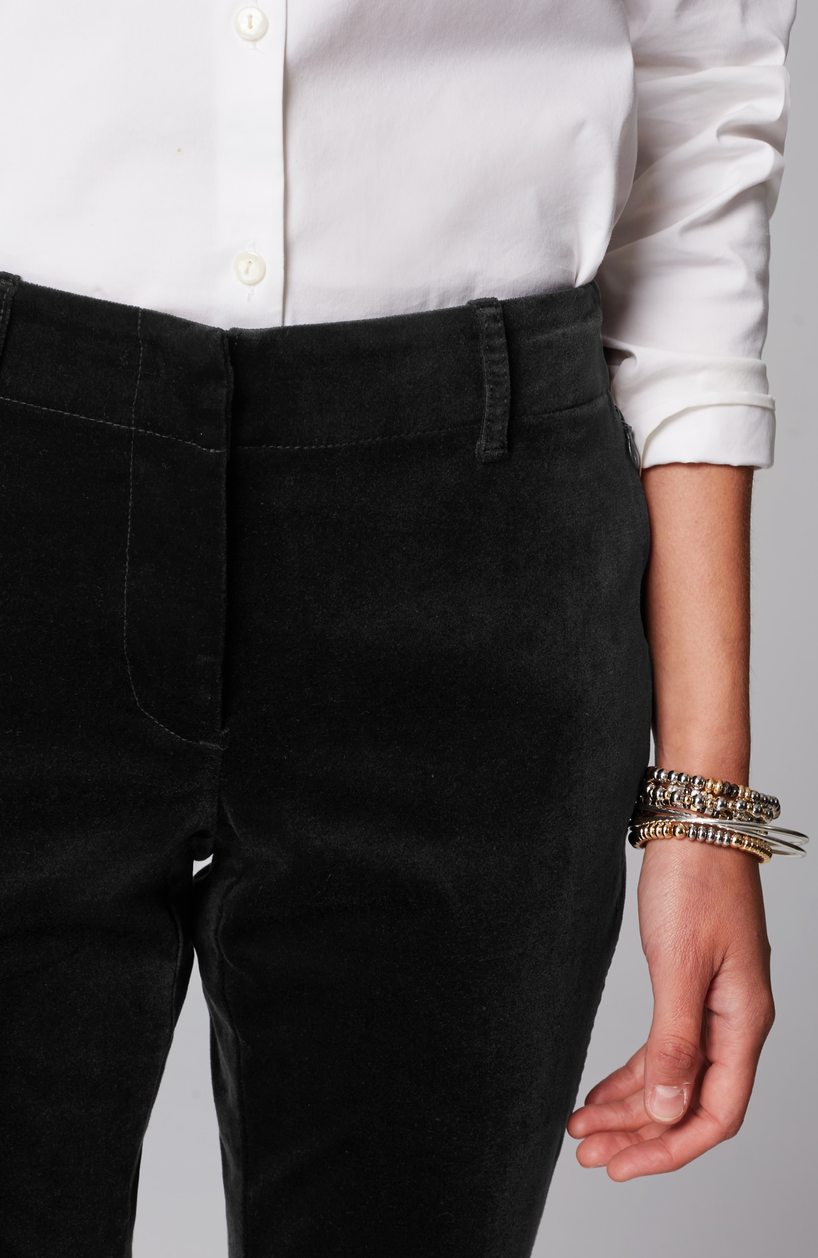 Velveteen-Stretch Slim-Leg Pants