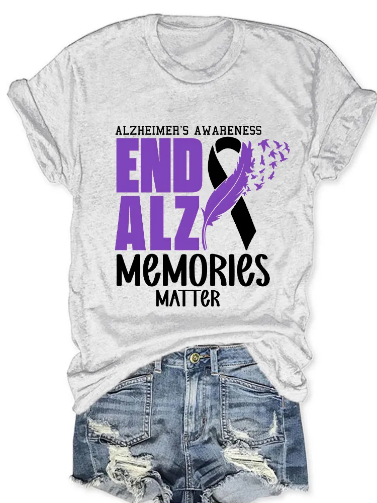 Women'S Alzheimer'S Awareness End Alz Memories Matter Round-Neck T-Shirt
