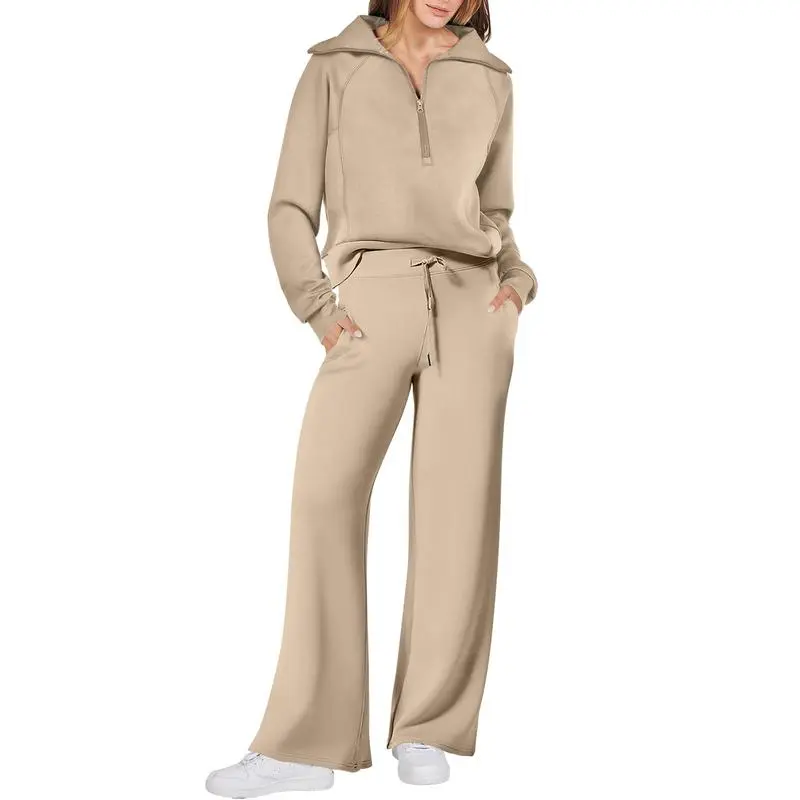 Women's 2-Piece Oversized Sweatsuit – Sweatshirt & Sweatpants Lounge Set.