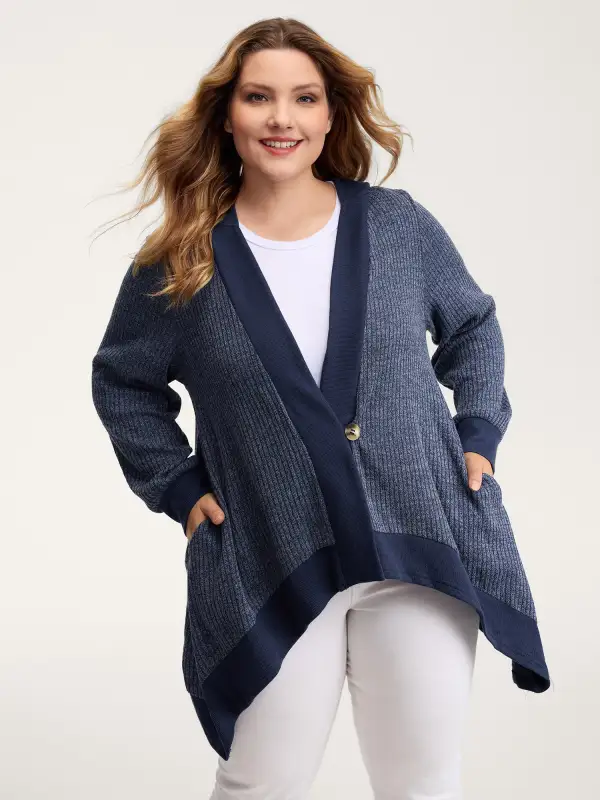 Textured Contrast Edge Hooded Jacket