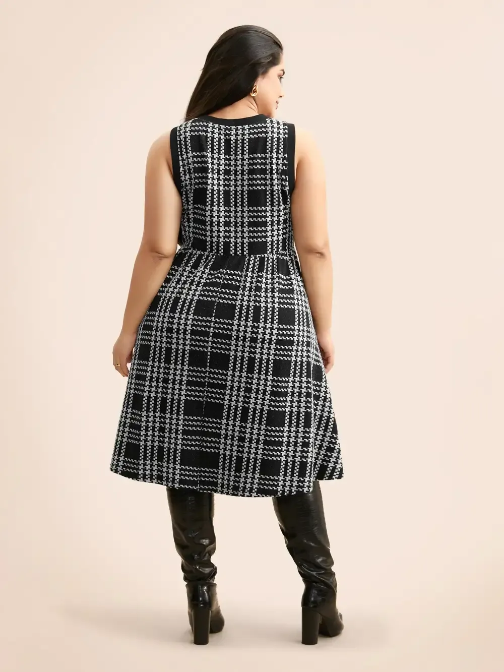 Plaid Round Neck Tank Dress