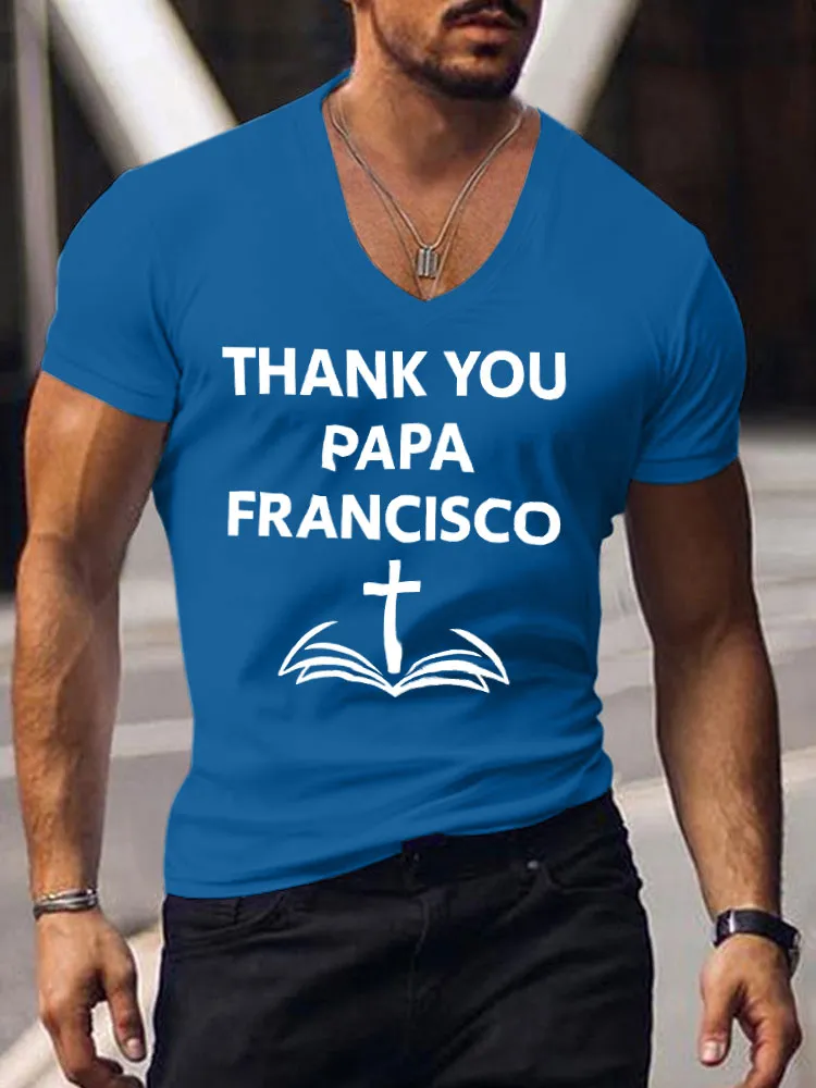 Men'S Thank You Papa Francisco V-Neck T-Shirt