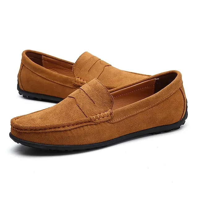 Men's Loafers & Slip-Ons Suede Shoes Comfort Shoes Driving Loafers Casual Outdoor Daily Suede Black Navy Blue Khaki Spring Summer