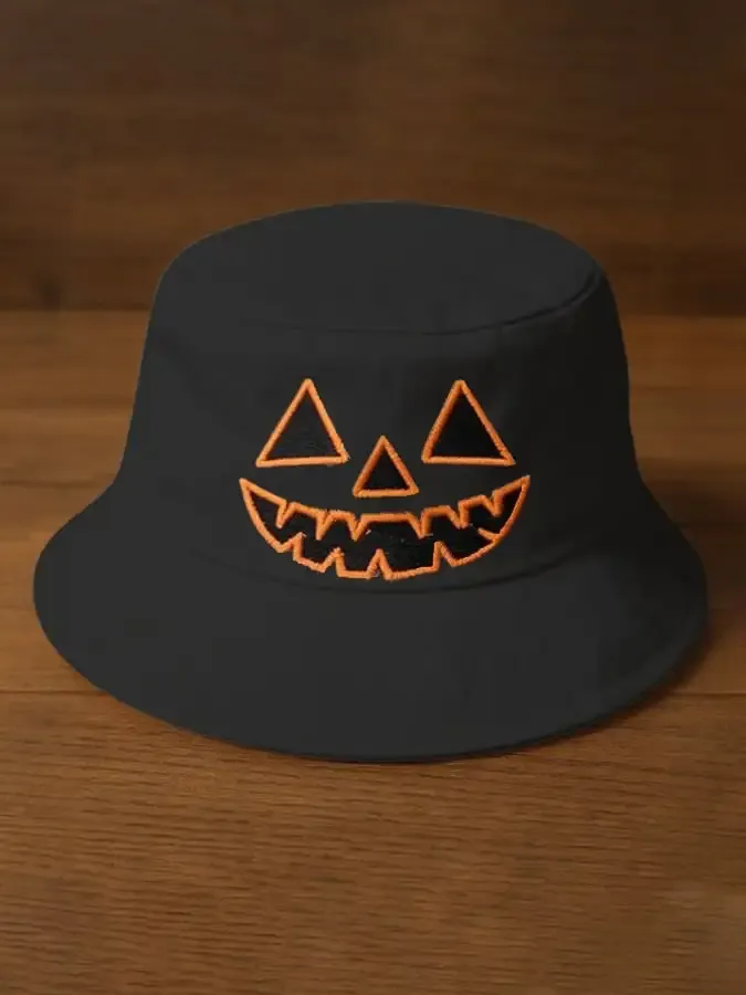 Unisex Pumpkin Print Bucket Hat