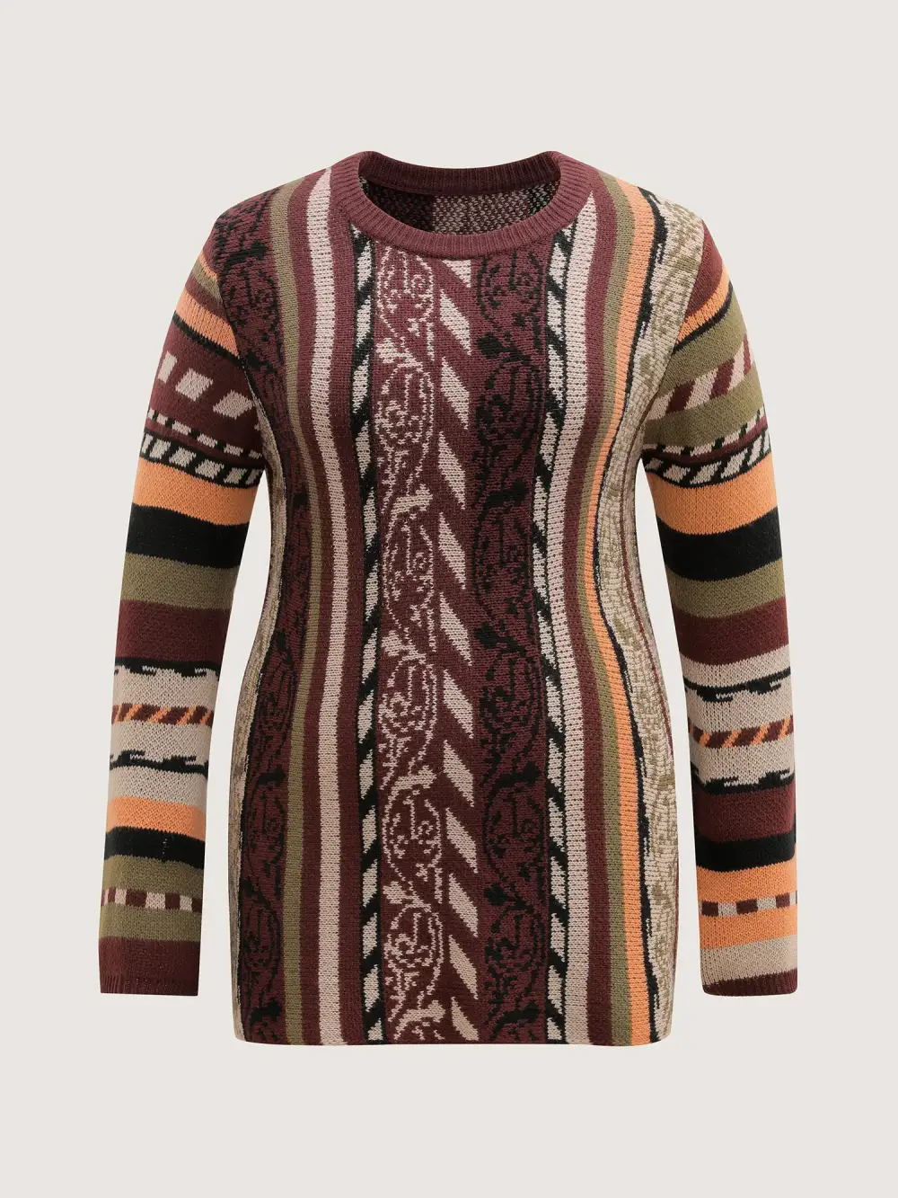 Boho Stripe Flared Sleeve Stretchy Pullover