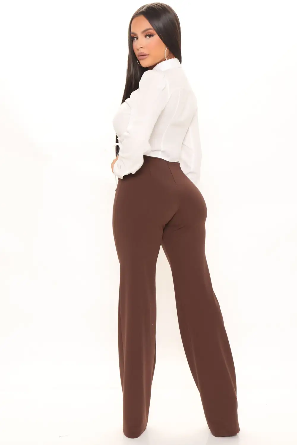 Call It Even Wide Leg Dress Pants - Chocolate