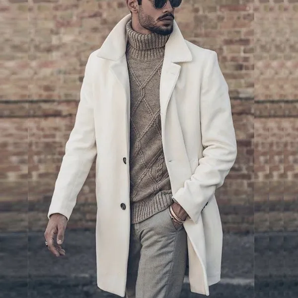 Mens Fashion Solid Color Lapel Jacket Coat 100912