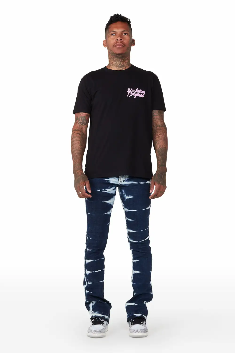 Dula Blue/White Stacked Flare Jean