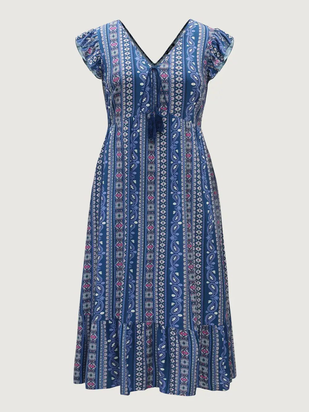 Boho Stripes High Waisted Midi Dress