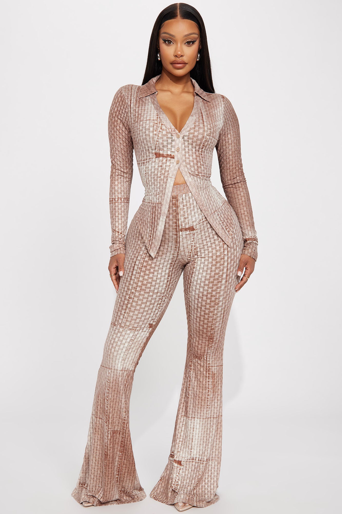 Magnolia Mesh Pant Set - Taupe