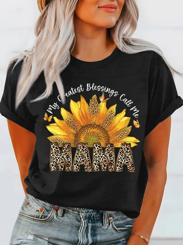 Women'S T-Shirt Women'S Casual My Greatest Blessing Is Calling Me Mom T-Shirt