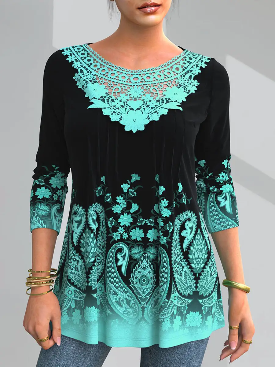 Spring/Autumn Lace Loosen Long Sleeve T-Shirt（⚡Clearance Sale）