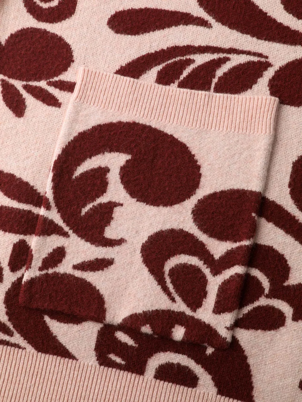 Jacquard Floral Print Button Knit Cardigan