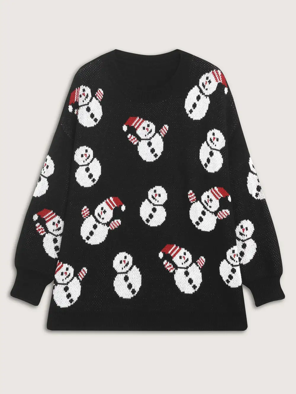 Snowman Jacquard Round Neck Pullover