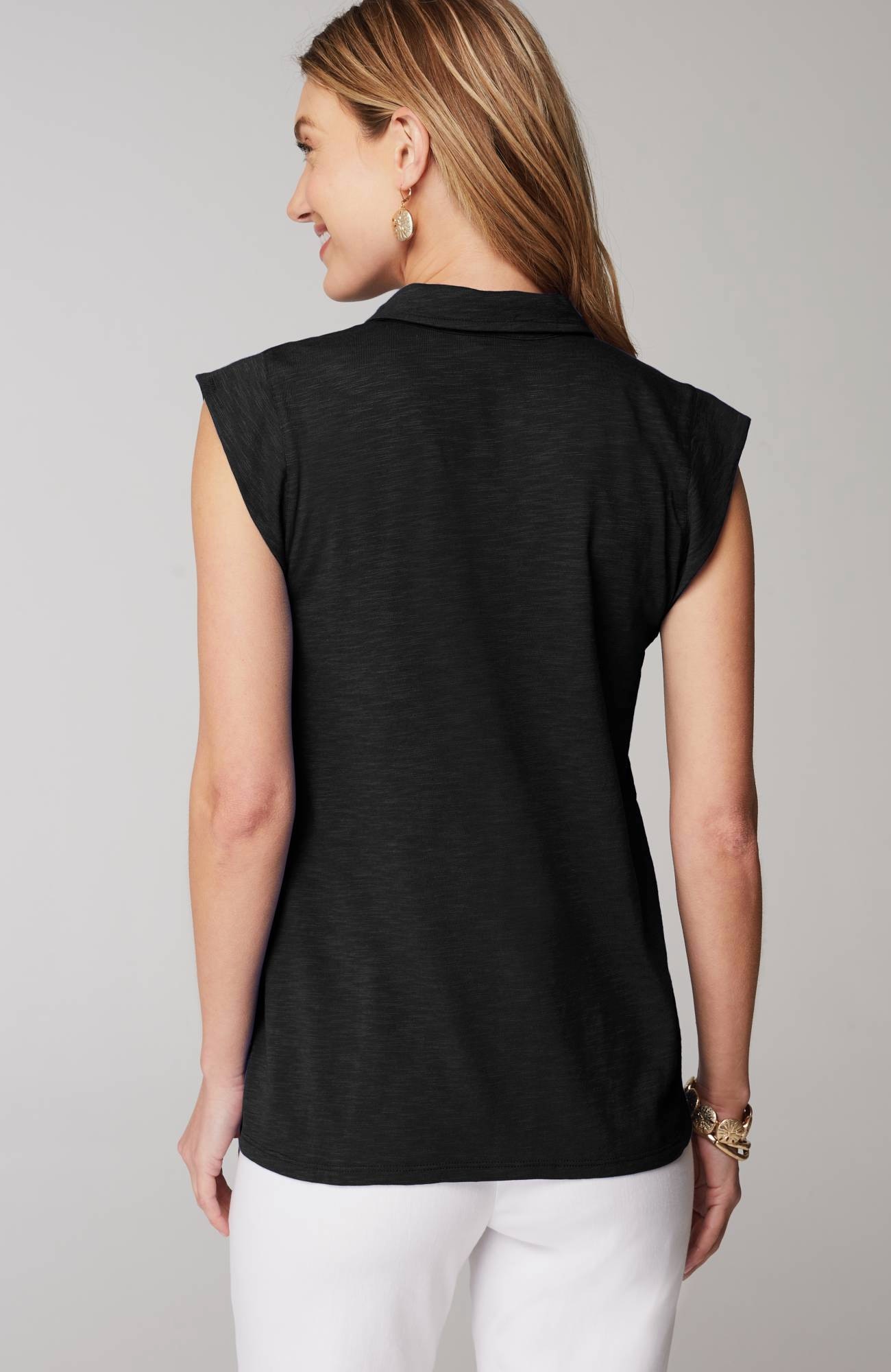 Sleeveless Button-Front Top