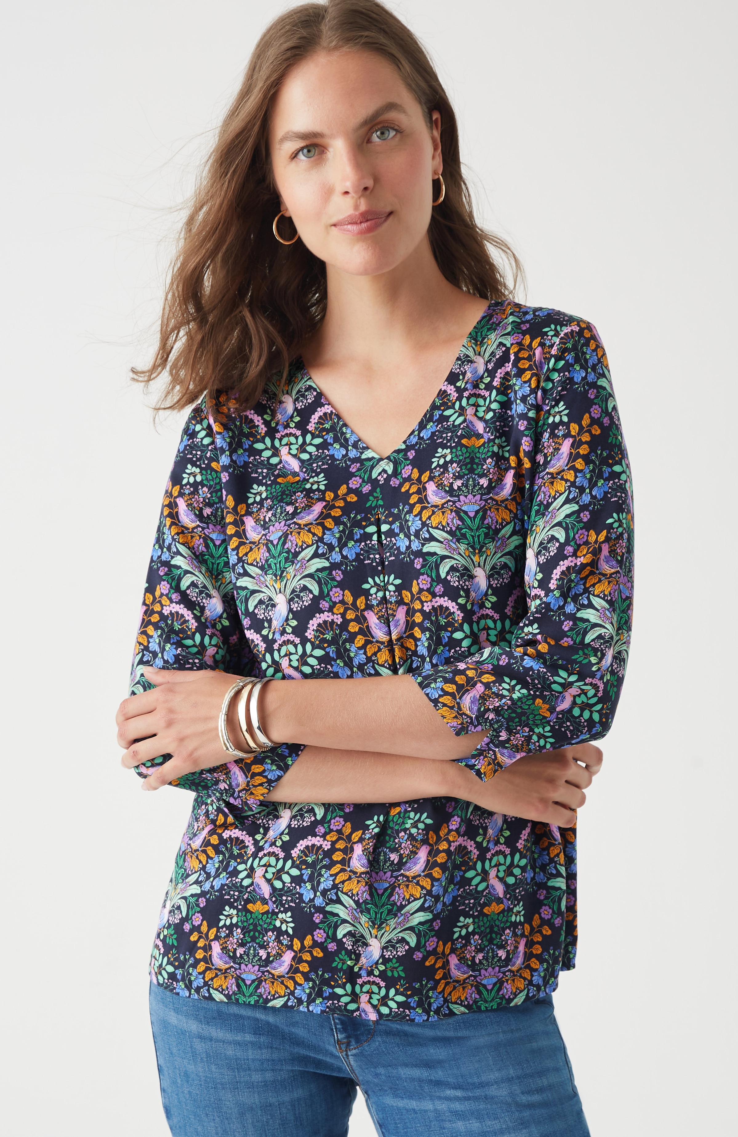 Delightful Garden Printed Satin Top