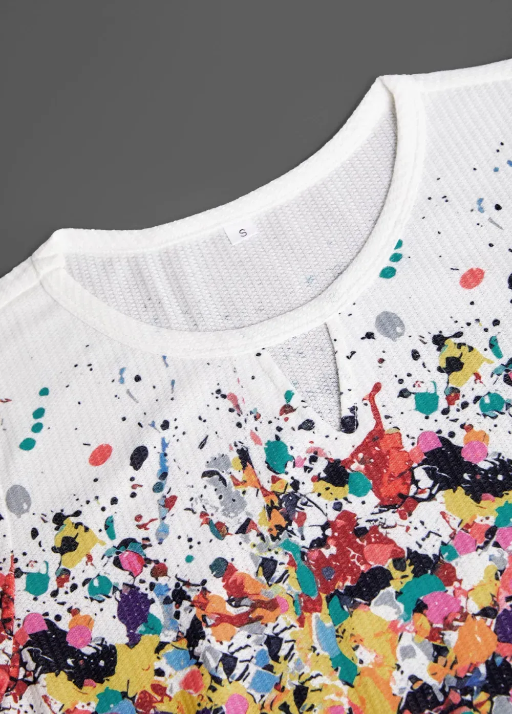 White Cut Out Ombre Long Sleeve T Shirt