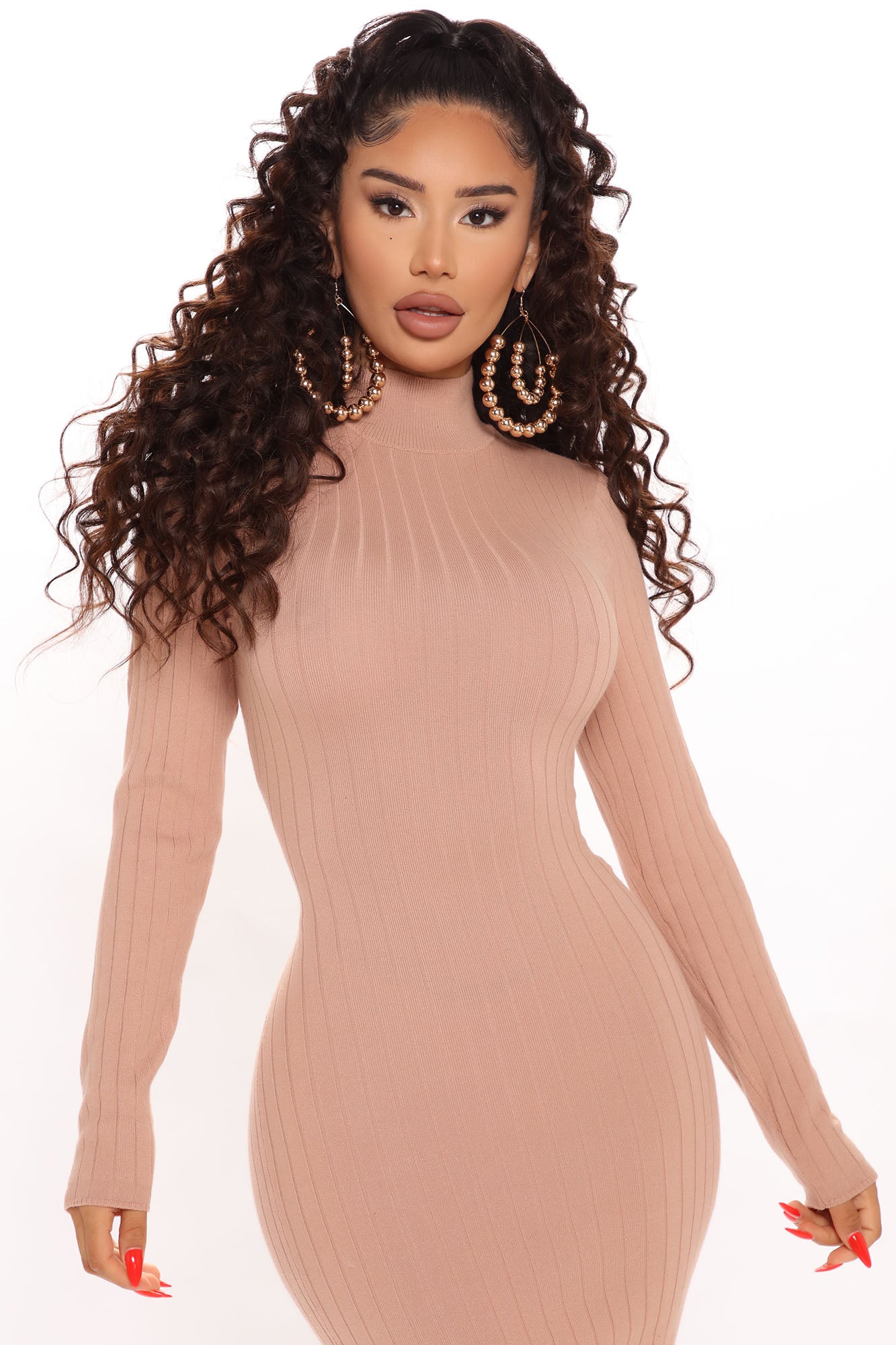 Taryn Sweater Midi Dress - Mocha