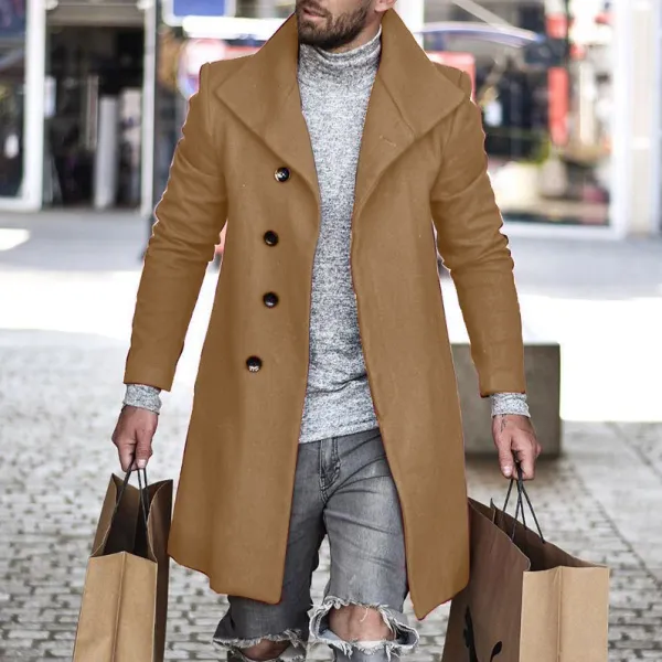 Casual Lapel Pure Color Single Breasted Overcoat