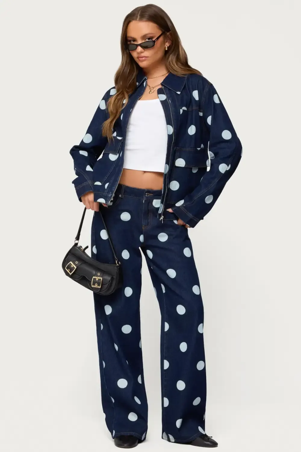 Leyah Polka Dot Low Rise Jeans